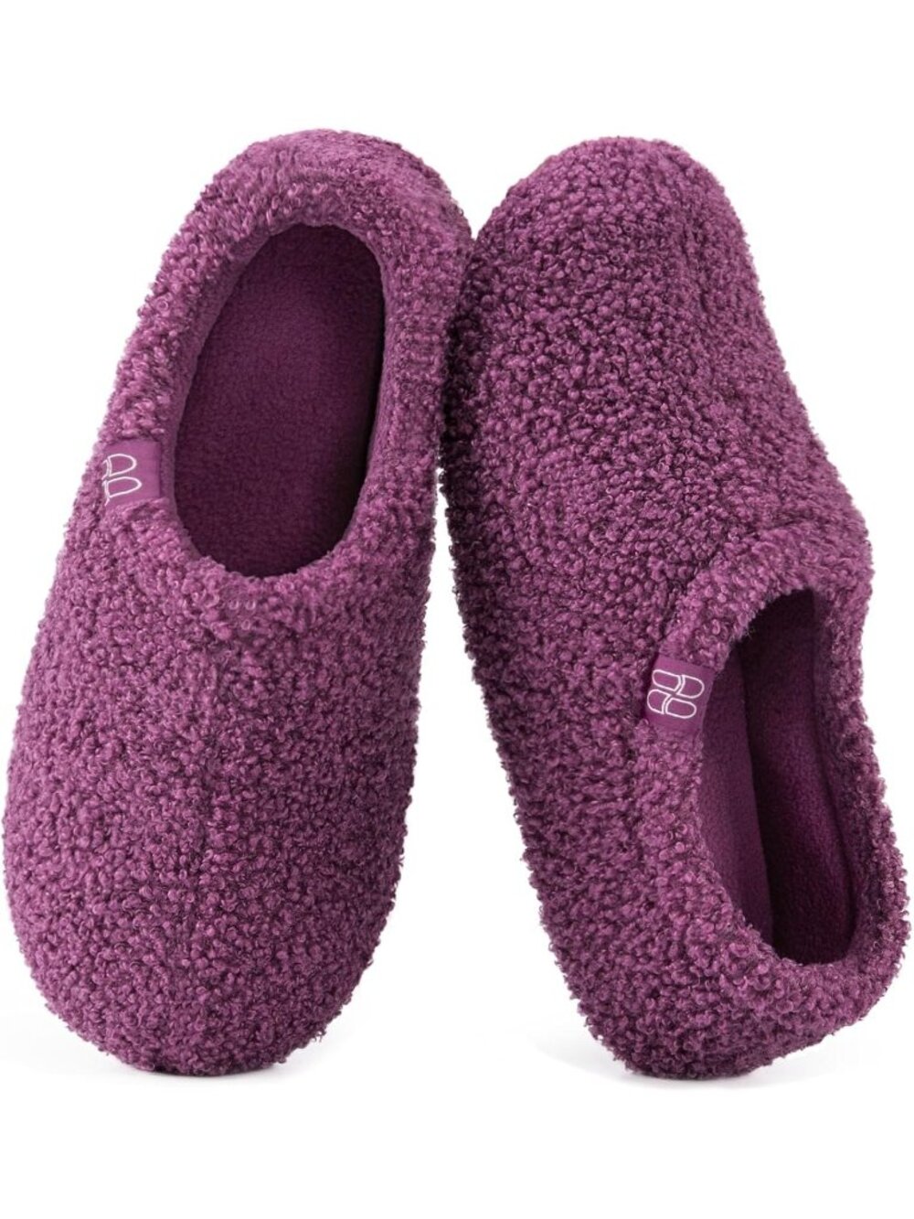 Women's Purple Fuzzy Curly Fur Memory Foam Fleece Lining Loafer Slippers